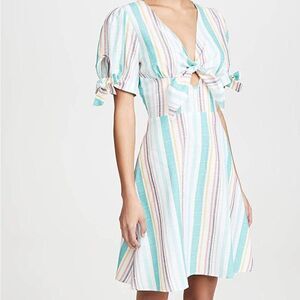 LeRumi Striped V Neck A-Line Short Sleeve Ana Dress Size Large